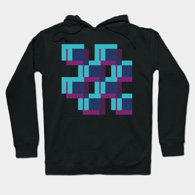 Square Structure - Blue and Purple "Geometric Works" Hoodie by Ocztos Design